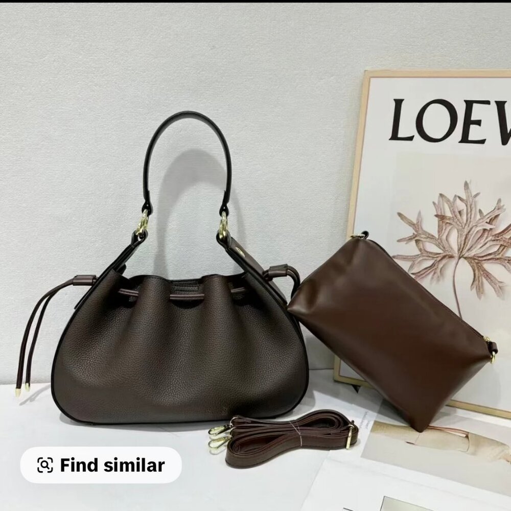 NWT!! Hobo drawstring shoulder style bag in coffee color with gold hardware